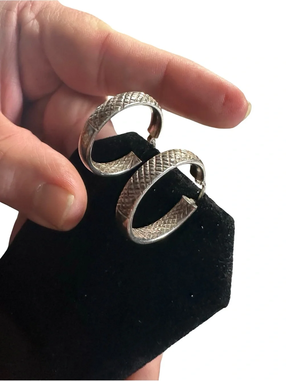 Silver-Tone Textured Hoop Earrings - Silver